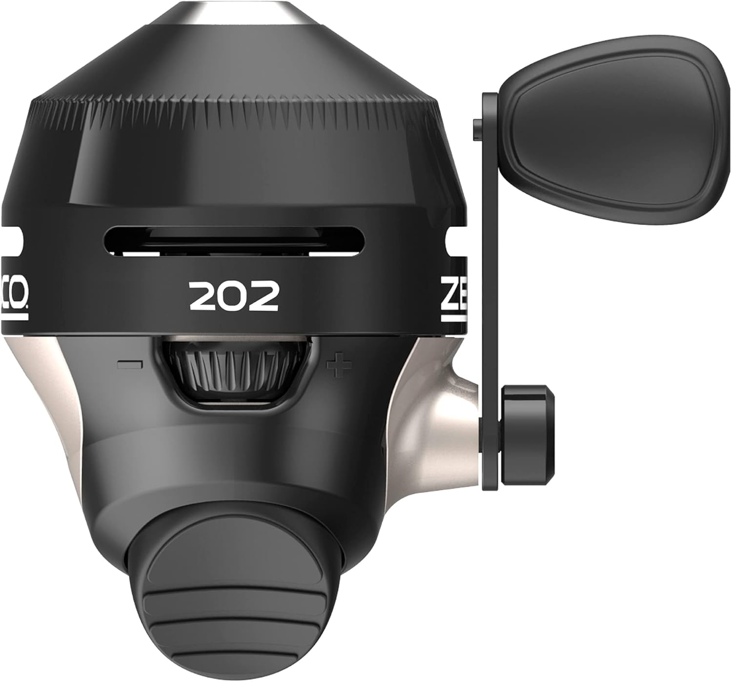 202 Spincast Fishing Reel, Size 30 Reel, Right-Hand Retrieve, Durable All-Metal Gears, Stainless Steel Pick-up Pin, Pre-Spooled with 10-Pound Zebco Fishing Line, Black, Clam Packaging